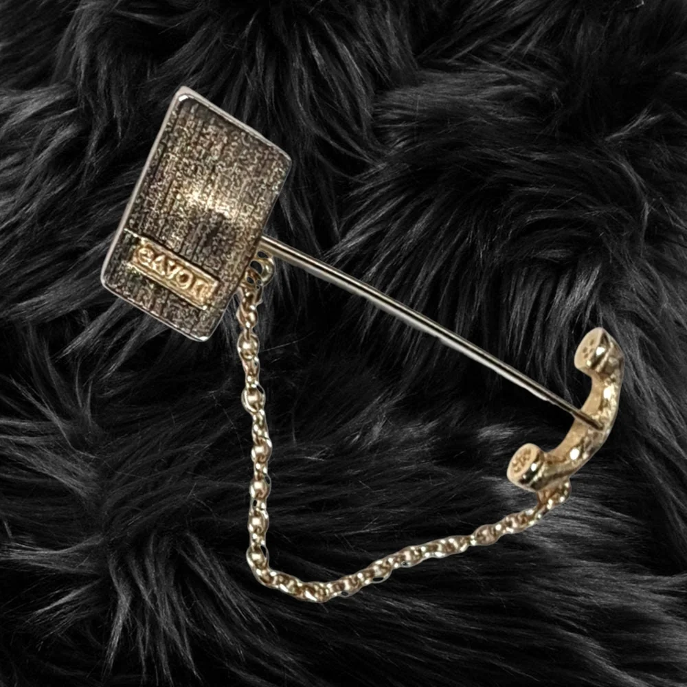 Gold Tone Old Style Telephone Brooch